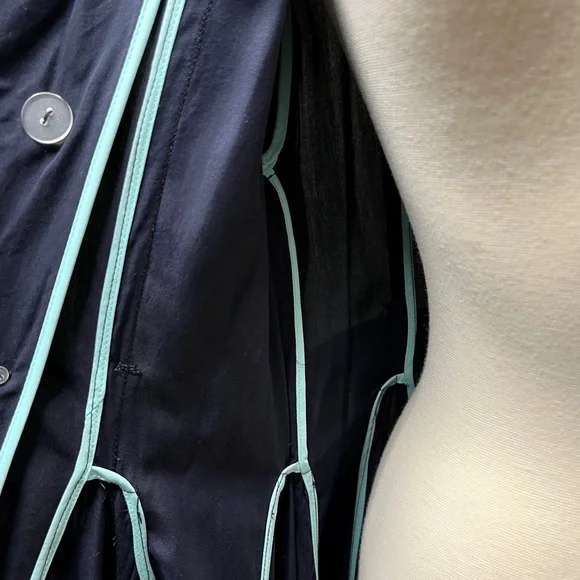 Anthropologie LRA Blue Coat Dress Size M 8 10 Button Front Fit-And-Flare Retro - Picture 8 of 11